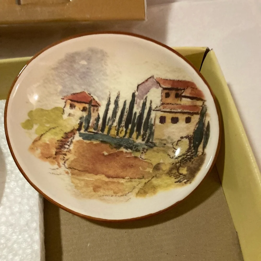 Williams-Sonoma Tuscan landscape, dipping bowls, set of four brand new! Gift!